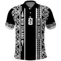 Custom New Zealand Football White Fern Supporter Polo Shirt LT9 Black - Polynesian Pride