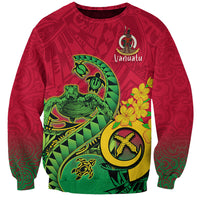 Vanuatu Islands Sweatshirt Polynesian Tattoo and Sea Turtle LT9 Unisex Green - Polynesian Pride