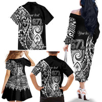 671 Guam Personalised Family Matching Off The Shoulder Long Sleeve Dress and Hawaiian Shirt Latte Stone Tribal LT9 - Polynesian Pride