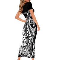 671 Guam Personalised Short Sleeve Bodycon Dress Latte Stone Tribal