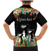 671 Guam Personalised Family Matching Mermaid Dress and Hawaiian Shirt Latte Stone and Tropical Flowers