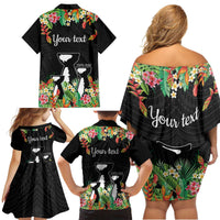 671 Guam Personalised Family Matching Off Shoulder Short Dress and Hawaiian Shirt Latte Stone and Tropical Flowers