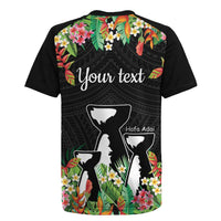 671 Guam Personalised Rugby Jersey Latte Stone and Tropical Flowers