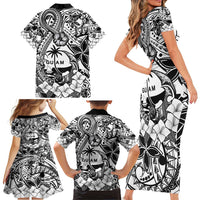 Guam Hafa Adai Guasali Flowers Family Matching Short Sleeve Bodycon Dress and Hawaiian Shirt