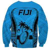 Fiji Rugby Sweatshirt Go Champions World Cup 2023 Tapa Unique Blue Vibe LT9 - Polynesian Pride