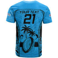 Custom Fiji Rugby T Shirt Go Champions World Cup 2023 Tapa Unique Blue Vibe LT9 - Polynesian Pride