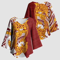 Couple Dolphins Maori Motif Kimono Sleeve Blouse - Polynesian Pride