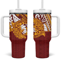 Couple Dolphins Maori Motif Tumbler With Handle - Polynesian Pride