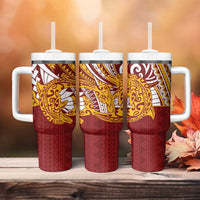 Couple Dolphins Maori Motif Tumbler With Handle - Polynesian Pride