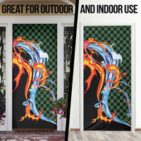 Japanese Asanoha Pattern Door Cover Sun Flame Slayer Dragon Hinokami Kagura Spirit - Polynesian Pride