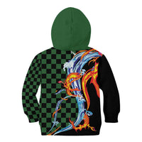 Japanese Asanoha Pattern Kid Hoodie Sun Flame Slayer Dragon Hinokami Kagura Spirit - Polynesian Pride