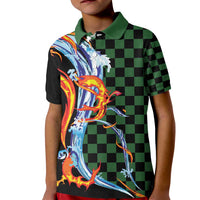 Japanese Asanoha Pattern Kid Polo Shirt Sun Flame Slayer Dragon Hinokami Kagura Spirit - Polynesian Pride