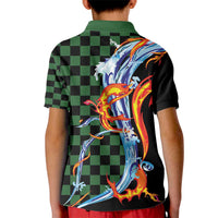 Japanese Asanoha Pattern Kid Polo Shirt Sun Flame Slayer Dragon Hinokami Kagura Spirit - Polynesian Pride