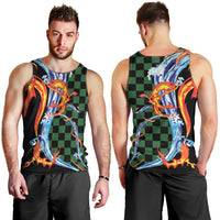 Japanese Asanoha Pattern Men Tank Top Sun Flame Slayer Dragon Hinokami Kagura Spirit - Polynesian Pride