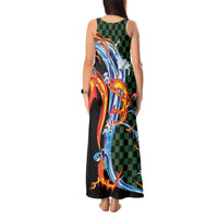 Japanese Asanoha Pattern Tank Maxi Dress Sun Flame Slayer Dragon Hinokami Kagura Spirit - Polynesian Pride