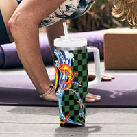 Japanese Asanoha Pattern Tumbler With Handle Sun Flame Slayer Dragon Hinokami Kagura Spirit LT9 - Polynesian Pride