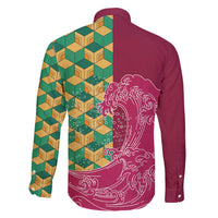 Japanese Bishamon-Kikkou Pattern Family Matching Mermaid Dress and Hawaiian Shirt Water Pillar Silent River Flow - Polynesian Pride