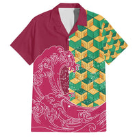 Japanese Bishamon-Kikkou Pattern Hawaiian Shirt Water Pillar Silent River Flow LT9 Burgundy - Polynesian Pride
