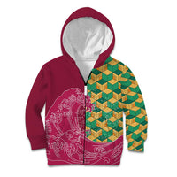 Japanese Bishamon-Kikkou Pattern Kid Hoodie Water Pillar Silent River Flow - Polynesian Pride