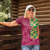 Japanese Bishamon-Kikkou Pattern Women Polo Shirt Water Pillar Silent River Flow - Polynesian Pride