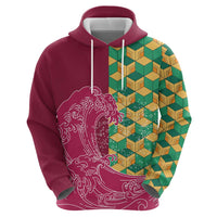 Japanese Bishamon-Kikkou Pattern Zip Hoodie Water Pillar Silent River Flow - Polynesian Pride