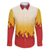 Japanese Kaen Pattern Family Matching Off The Shoulder Long Sleeve Dress and Hawaiian Shirt Flame Pillar Blazing Lion Heart - Polynesian Pride