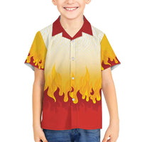 Japanese Kaen Pattern Family Matching Summer Maxi Dress and Hawaiian Shirt Flame Pillar Blazing Lion Heart LT9 Son's Shirt Red - Polynesian Pride