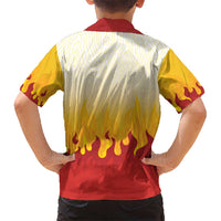 Japanese Kaen Pattern Kid Hawaiian Shirt Flame Pillar Blazing Lion Heart - Polynesian Pride