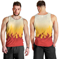 Japanese Kaen Pattern Men Tank Top Flame Pillar Blazing Lion Heart - Polynesian Pride
