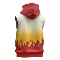 Japanese Kaen Pattern Sleeveless Zip Hoodie Flame Pillar Blazing Lion Heart - Polynesian Pride