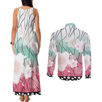 Japanese Kocho Pattern Couples Matching Tank Maxi Dress and Long Sleeve Button Shirt Insect Pillar Butterfly Flower Fairy LT9 - Polynesian Pride