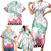 Japanese Kocho Pattern Family Matching Short Sleeve Bodycon Dress and Hawaiian Shirt Insect Pillar Butterfly Flower Fairy - Polynesian Pride
