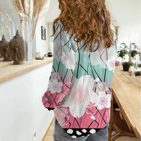 Japanese Kocho Pattern Women Casual Shirt Insect Pillar Butterfly Flower Fairy - Polynesian Pride