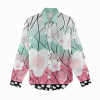 Japanese Kocho Pattern Women Casual Shirt Insect Pillar Butterfly Flower Fairy - Polynesian Pride