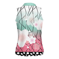 Japanese Kocho Pattern Women Sleeveless Polo Shirt Insect Pillar Butterfly Flower Fairy LT9 - Polynesian Pride