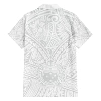 Samoa Lotu Tamaiti Family Matching Off Shoulder Maxi Dress and Hawaiian Shirt Polynesian White Sunday Simple LT9 - Polynesian Pride