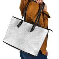 Samoa Lotu Tamaiti Leather Tote Bag Polynesian White Sunday Simple LT9 - Polynesian Pride