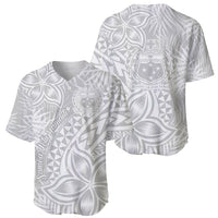 Samoa Lotu Tamait Baseball Jersey Tropical Plant White Sunday With Polynesia Pattern LT9 - Polynesian Pride