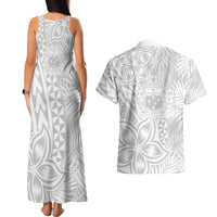 Personalised Samoa Lotu Tamait Couples Matching Tank Maxi Dress and Hawaiian Shirt Tropical Plant White Sunday With Polynesia Pattern LT9 - Polynesian Pride