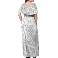 Personalised Samoa Lotu Tamait Off Shoulder Maxi Dress Tropical Plant White Sunday With Polynesia Pattern LT9 - Polynesian Pride