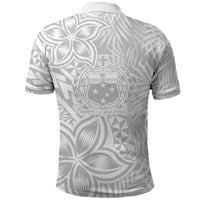 Personalised Samoa Lotu Tamait Polo Shirt Tropical Plant White Sunday With Polynesia Pattern LT9 - Polynesian Pride