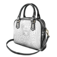 Personalised Tonga White Sunday Shoulder Handbag Tropical Plant With Polynesian Pattern LT9 - Polynesian Pride