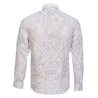 Tonga White Sunday Family Matching Off Shoulder Maxi Dress and Hawaiian Shirt Polynesian Plumeria Tribal Simple LT9 - Polynesian Pride