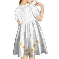 Tonga White Sunday Kid Short Sleeve Dress Polynesian Plumeria Tribal Simple LT9 - Polynesian Pride