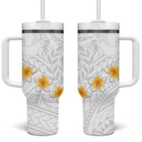 Tonga White Sunday Tumbler With Handle Polynesian Tribal Simple