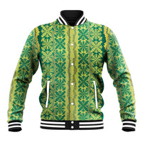 Hawaii Lei with Tribal Quilt Motif Baseball Jacket