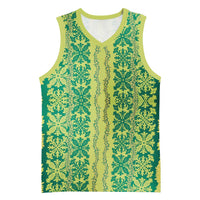 Hawaii Lei with Tribal Quilt Motif Basketball Jersey - Polynesian Pride