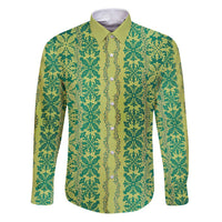 Hawaii Lei with Tribal Quilt Motif Family Matching Puletasi and Hawaiian Shirt