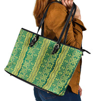 Hawaii Lei with Tribal Quilt Motif Leather Tote Bag LT9 - Polynesian Pride