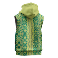 Hawaii Lei with Tribal Quilt Motif Sleeveless Zip Hoodie - Polynesian Pride